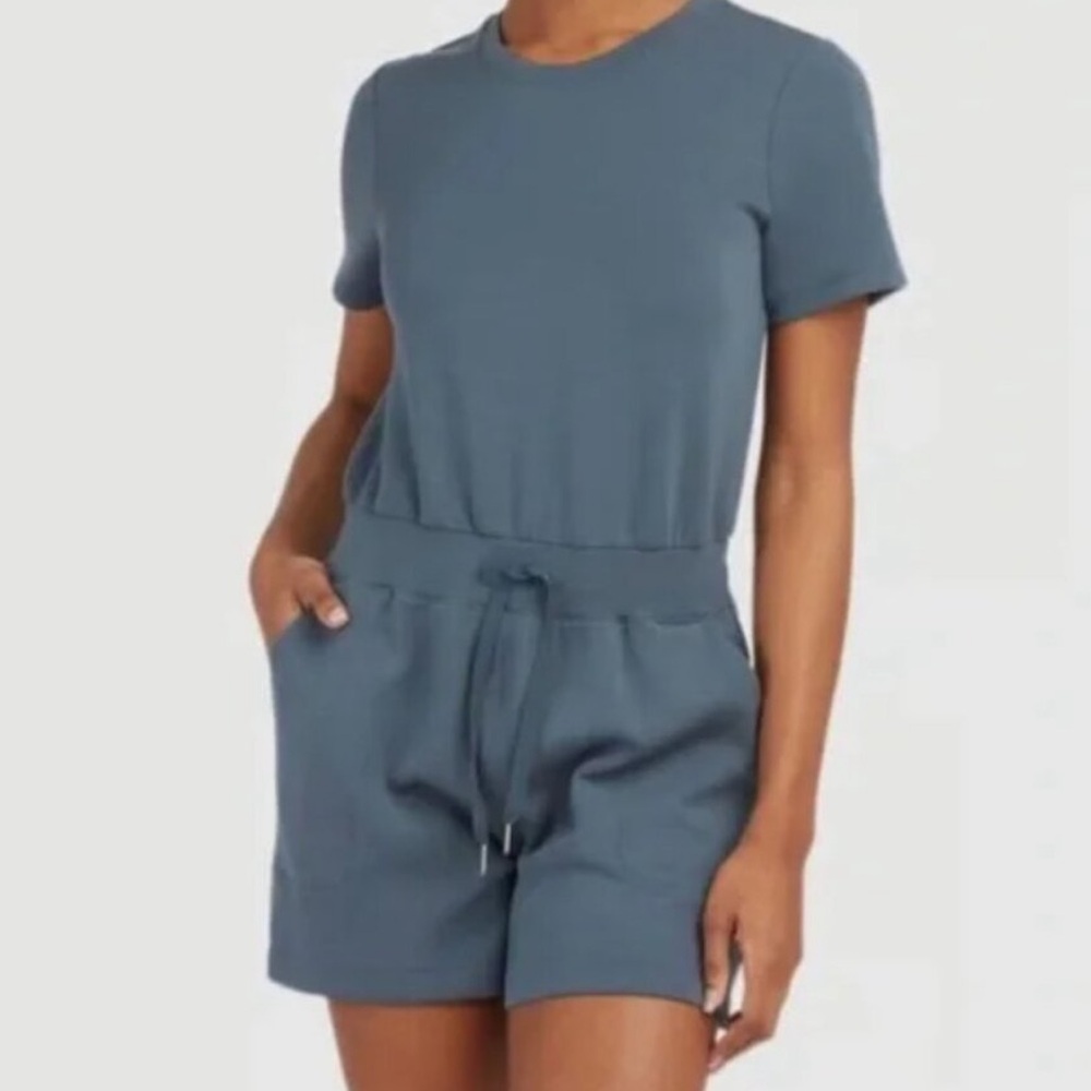 Women’s Athleisure Inspired Blue Shorts Romper Size L